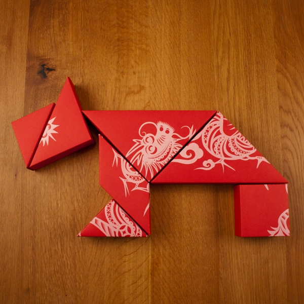 春節(jié)禮品盒包裝設(shè)計(jì)，新年七巧板的妙用